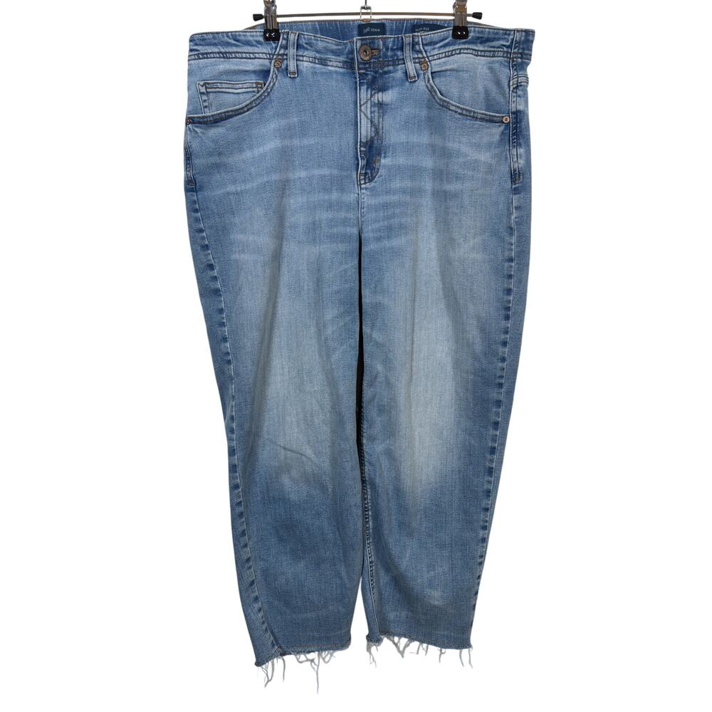 J. Jill Straight Leg Crop Jeans Womens 16R Blue High Rise Raw Hem Stretch